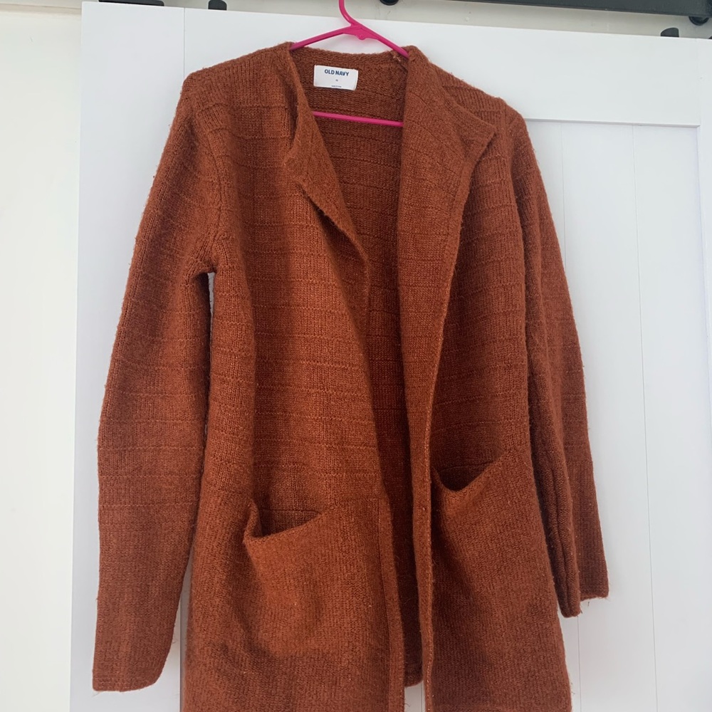 rust blazer cardigan